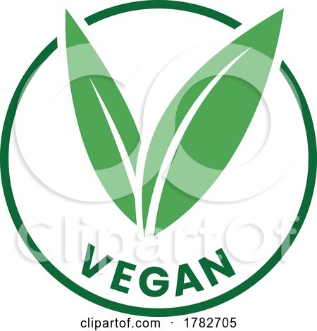 Vegan Round Icon with Green Leaves and Dark Green Text - Icon 7 by cidepix
