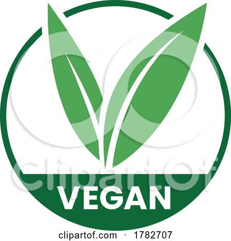 Vegan Round Icon with Green Leaves and Dark Green Text - Icon 2 by cidepix
