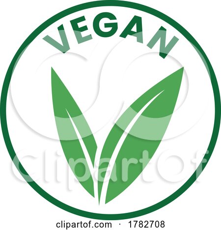 Vegan Round Icon with Green Leaves and Dark Green Text - Icon 1 by cidepix