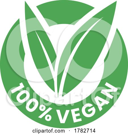 %100 Vegan Round Icon with Green Leaves - Icon 4 by cidepix