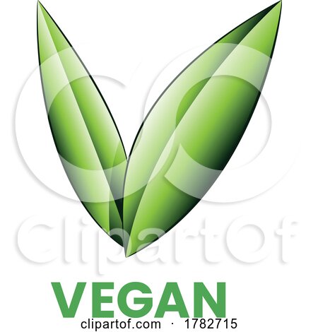Vegan Icon with Green Shaded Leaves by cidepix