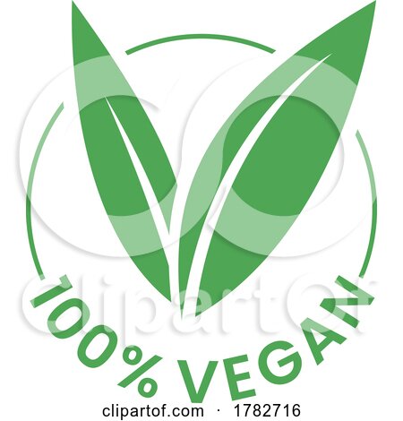 %100 Vegan Round Icon with Green Leaves - Icon 3 by cidepix