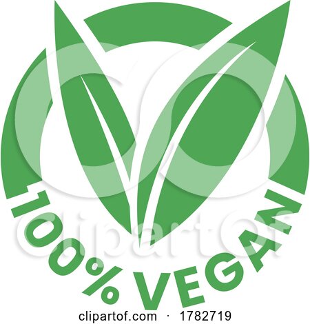 %100 Vegan Round Icon with Green Leaves - Icon 6 by cidepix