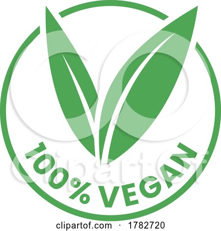 %100 Vegan Round Icon with Green Leaves - Icon 7 by cidepix