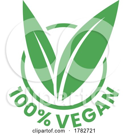 %100 Vegan Round Icon with Green Leaves - Icon 8 by cidepix