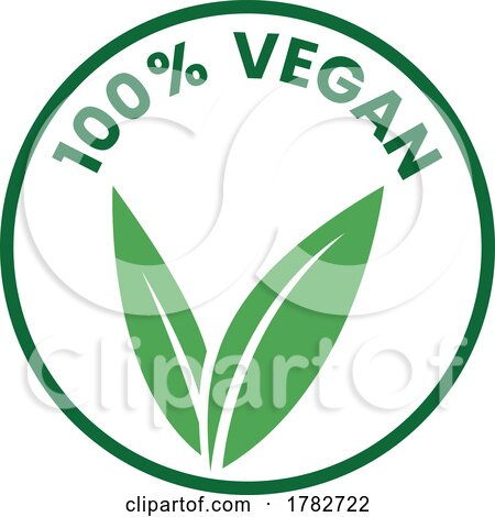 %100 Vegan Round Icon with Green Leaves and Dark Green Text - Icon 1 by cidepix