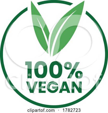 %100 Vegan Round Icon with Green Leaves and Dark Green Text - Icon 2 by cidepix
