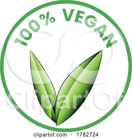 %100 Vegan Round Icon with Shaded Green Leaves - Icon 1 by cidepix