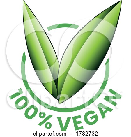 %100 Vegan Round Icon with Shaded Green Leaves - Icon 8 by cidepix