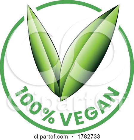 %100 Vegan Round Icon with Shaded Green Leaves - Icon 7 by cidepix