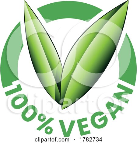 %100 Vegan Round Icon with Shaded Green Leaves - Icon 6 by cidepix