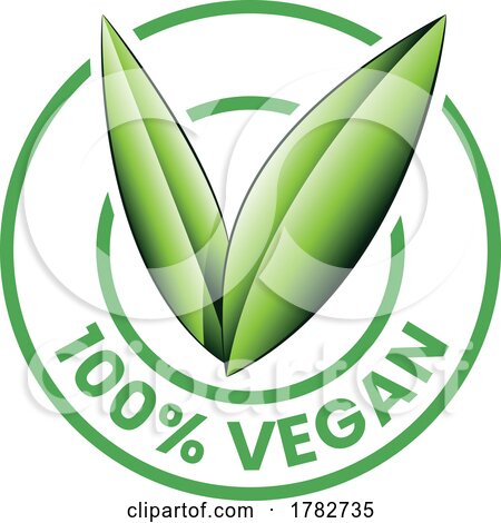 %100 Vegan Round Icon with Shaded Green Leaves - Icon 5 by cidepix