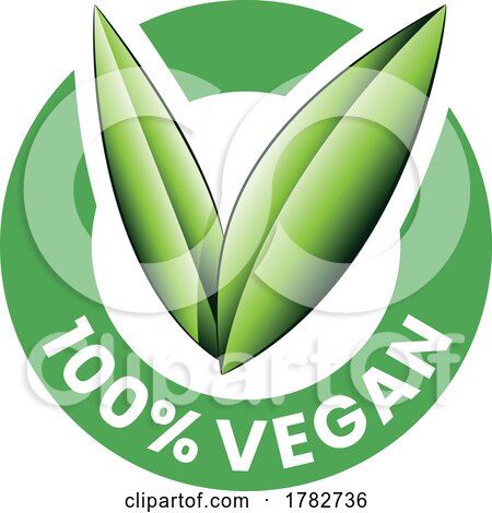 %100 Vegan Round Icon with Shaded Green Leaves - Icon 4 by cidepix