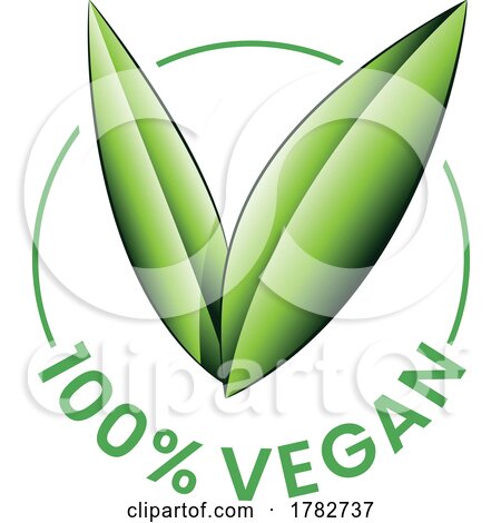 %100 Vegan Round Icon with Shaded Green Leaves - Icon 3 by cidepix