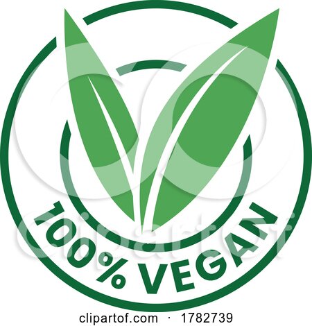%100 Vegan Round Icon with Green Leaves and Dark Green Text - Icon 5 by cidepix