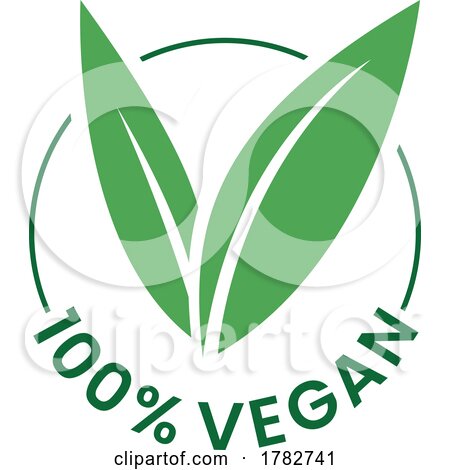 %100 Vegan Round Icon with Green Leaves and Dark Green Text - Icon 3 by cidepix