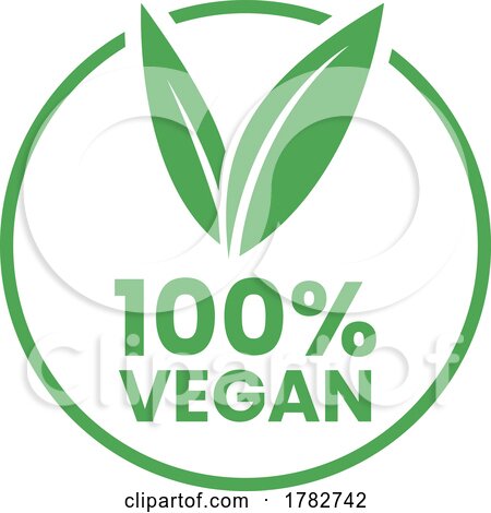 %100 Vegan Round Icon with Green Leaves - Icon 2 by cidepix