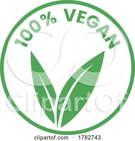 %100 Vegan Round Icon with Green Leaves - Icon 1 by cidepix