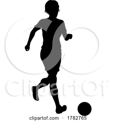 Woman Soccer Football Player Silhouette by AtStockIllustration