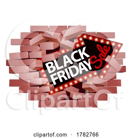 Black Friday Sale Sign Brick Wall Breaking Concept by AtStockIllustration