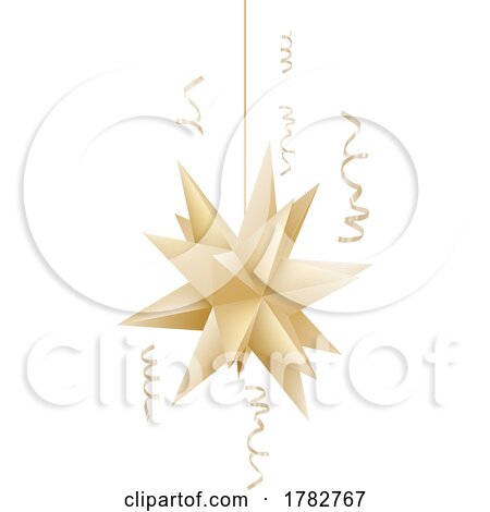 Christmas Tree Gold Star Bauble Ornament by AtStockIllustration