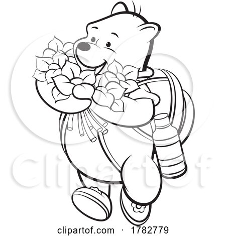 Happy School Bear with Flowers by Lal Perera