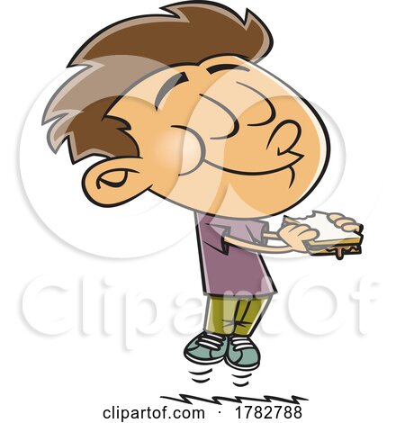 Cartoon Boy Enjoying a Delicious Sandwich Posters, Art Prints