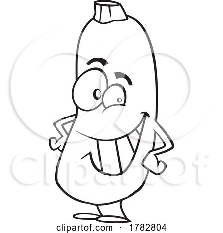 Cartoon Black and White Zucchini Character by toonaday