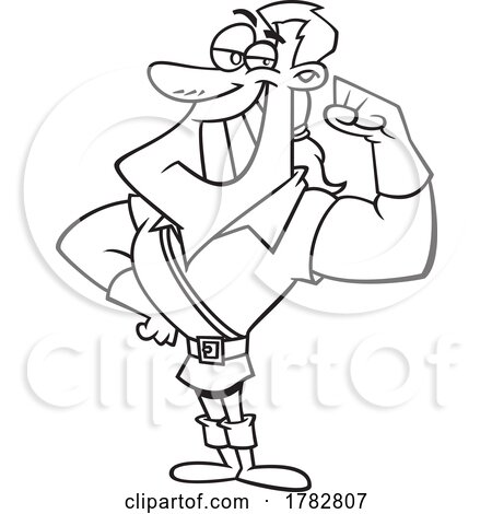 Cartoon Black and White of Gaston Flexing by toonaday