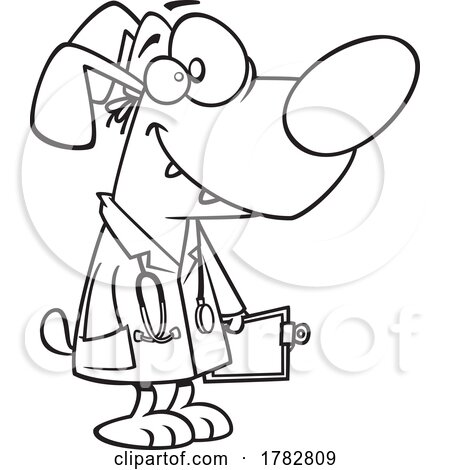 Cartoon Black and White Dog Doctor by toonaday