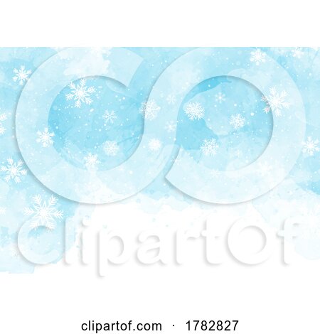 Watercolour Christmas Background with Falling Snowflakes by KJ Pargeter