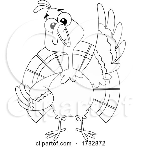 Cartoon Black and White Thanksgiving Turkey Bird Singing by Hit Toon