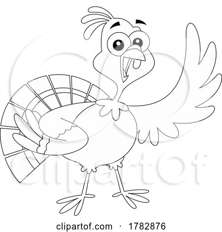 Cartoon Black and White Thanksgiving Turkey Bird Presenting by Hit Toon