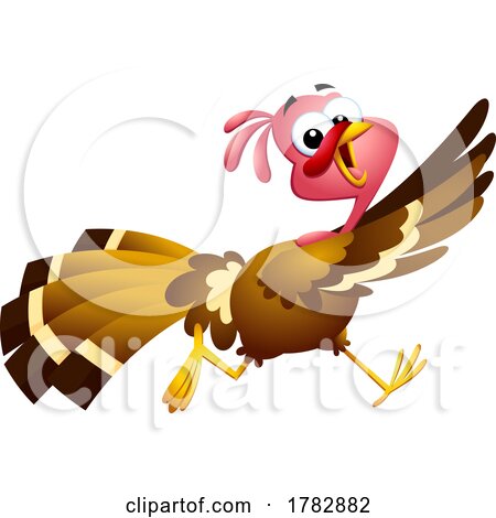 Cartoon Thanksgiving Turkey Bird Running by Hit Toon