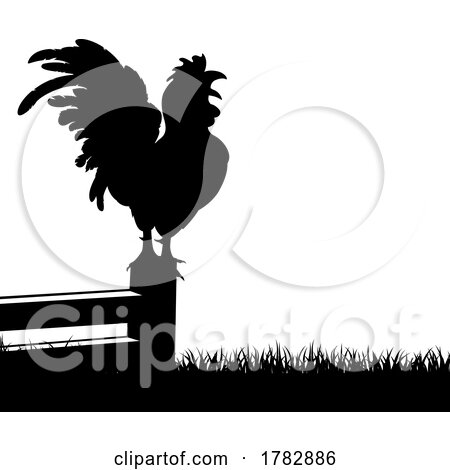 Rooster Chicken Crowing Silhouette Illustration by AtStockIllustration
