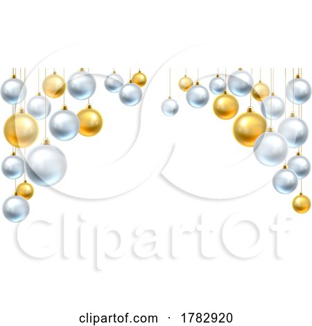 Christmas Background Gold Silver Balls Baubles by AtStockIllustration