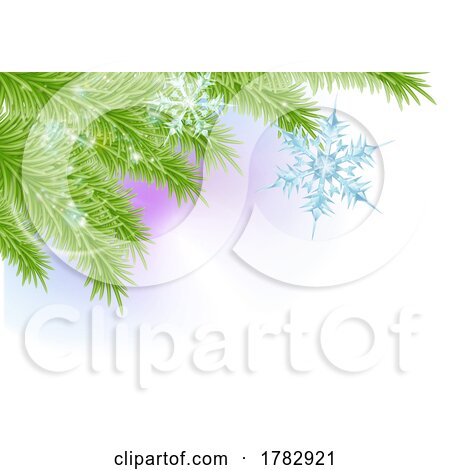Christmas Tree and Snowflakes Background by AtStockIllustration