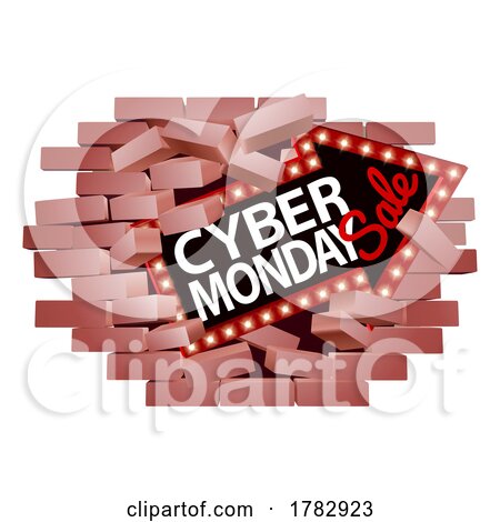 Cyber Monday Sale Sign Breaking Wall Concept by AtStockIllustration
