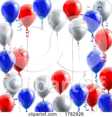 Red White and Blue Balloons Border Frame by AtStockIllustration
