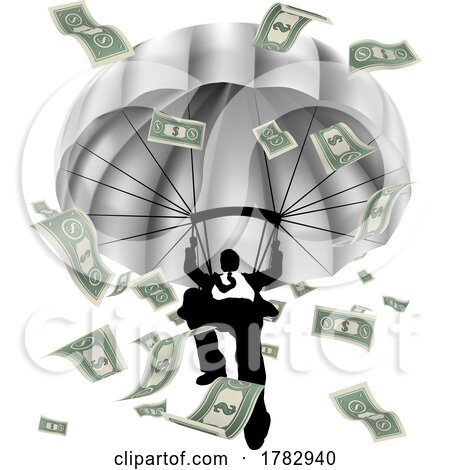 Parachuting Cash Silhouette Business Man by AtStockIllustration