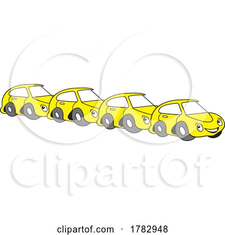 Cartoon Yellow Autu Car Mascot Characters in an Assembly Line by Johnny Sajem