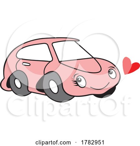 Cartoon Pink Autu Car Mascot Character with a Love Heart by Johnny Sajem