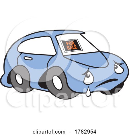Cartoon Sad Autu Car Mascot Character with a for Sale Sign by Johnny Sajem