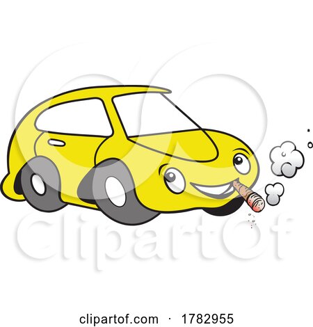 Cartoon Yellow Autu Car Mascot Character Smoking a Cigar by Johnny Sajem