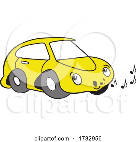 Cartoon Yellow Autu Car Mascot Character Whistling by Johnny Sajem