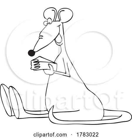 Cartoon Happy Rat Sitting and Eating Cheese by djart
