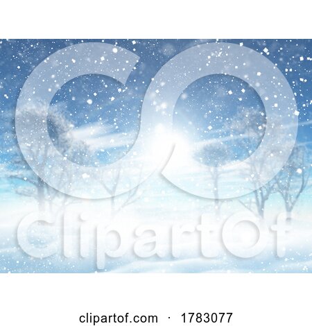 Christmas Winter Landscape Background with Falling Snow by KJ Pargeter