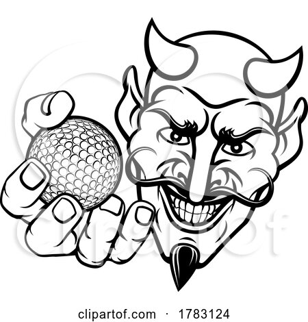 Devil Satan Golf Ball Sports Mascot Cartoon by AtStockIllustration