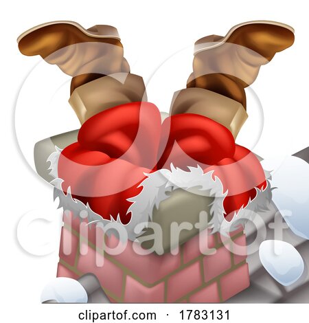 Santa Stuck Chimney Boots out Christmas Cartoon by AtStockIllustration