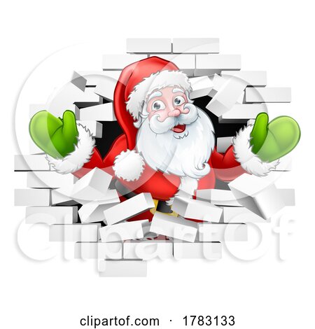 Christmas Santa Claus Breaking out Through Wall by AtStockIllustration
